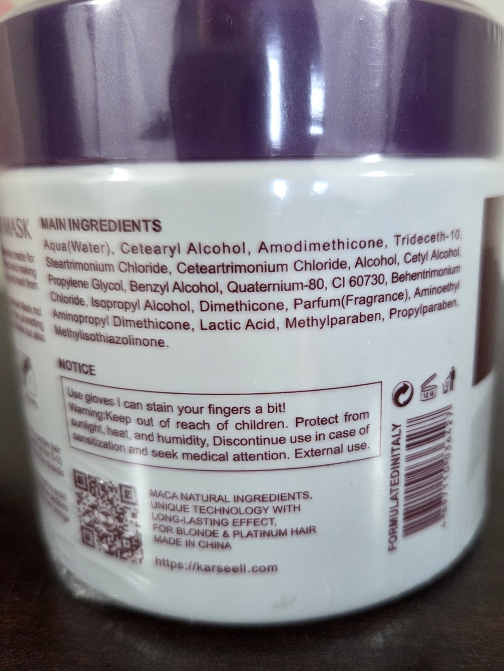 Karseell • PURPLE HAIR MASK Professional Neutralizes Brass & Yellow Tones 500 ML - Picture 6 of 7